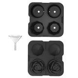 Maxbell Rose Diamond Shape Ice Mold Ice Maker Reusable Ice Tray with Lid Black