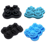 Maxbell Rose Shape Ice Block Mold Whisky Wine Cool Down Ice Maker 4 grid blue