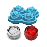 Maxbell Rose Shape Ice Block Mold Whisky Wine Cool Down Ice Maker 4 grid blue