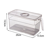 Maxbell Refrigerator Storage Box Food Container w/ draining board Grey 13x13x28cm