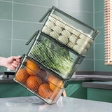 Maxbell Refrigerator Storage Box Food Container w/ draining board Grey 13x13x28cm
