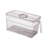 Maxbell Refrigerator Storage Box Food Container w/ draining board Grey 13x13x28cm