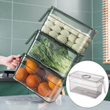 Maxbell Refrigerator Storage Box Food Container w/ draining board Grey 13x13x28cm