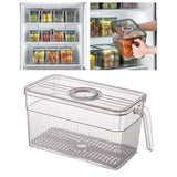 Maxbell Refrigerator Storage Box Food Container w/ draining board Grey 13x13x28cm