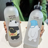 Maxbell Cute Bear Straw Portable Sports Water Bottle Girls Gift Beverage Drinking Frosted 2