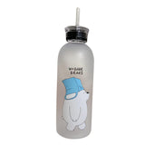 Maxbell Cute Bear Straw Portable Sports Water Bottle Girls Gift Beverage Drinking Frosted 2