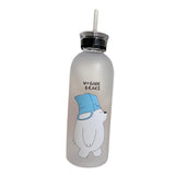 Maxbell Cute Bear Straw Portable Sports Water Bottle Girls Gift Beverage Drinking Frosted 2