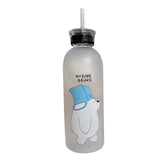 Maxbell Cute Bear Straw Portable Sports Water Bottle Girls Gift Beverage Drinking Frosted 2