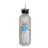 Maxbell Cute Bear Straw Portable Sports Water Bottle Girls Gift Beverage Drinking Frosted 2