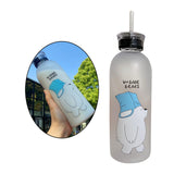 Maxbell Cute Bear Straw Portable Sports Water Bottle Girls Gift Beverage Drinking Frosted 2