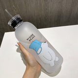 Maxbell Cute Bear Straw Portable Sports Water Bottle Girls Gift Beverage Drinking Frosted 2