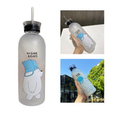 Maxbell Cute Bear Straw Portable Sports Water Bottle Girls Gift Beverage Drinking Frosted 2