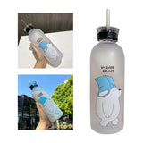 Maxbell Cute Bear Straw Portable Sports Water Bottle Girls Gift Beverage Drinking Frosted 2
