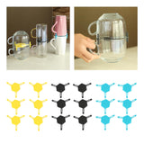 Maxbell 6pcs Cup Stacking Rack Set Kitchen Cabinet Shelf Mug Organizer Black