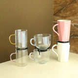 Maxbell 6pcs Cup Stacking Rack Set Kitchen Cabinet Shelf Mug Organizer Black