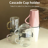 Maxbell 6pcs Cup Stacking Rack Set Kitchen Cabinet Shelf Mug Organizer Blue