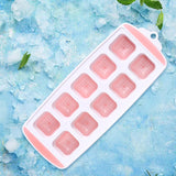 Maxbell Ice Trays Reusable Silicone Ice Mold BPA Free Ice Maker with Lids Pink 10 Grids
