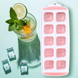 Maxbell Ice Trays Reusable Silicone Ice Mold BPA Free Ice Maker with Lids Pink 10 Grids