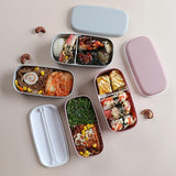 Maxbell Japanese Style Lunch Box Meal Container for Hiking Camping Office Gray