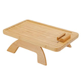 Maxbell Natural Wooden Sofa Tray Rectangle Snack Remote Control Serving Table