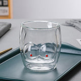 Maxbell Funny Chest Shaped Heat Resistant Tea Cup Glass Mug Valentines Day Gifts