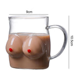 Maxbell Funny Chest Shaped Heat Resistant Tea Cup Glass Mug Valentines Day Gifts