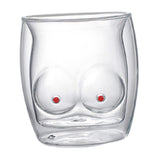 Maxbell Funny Chest Shaped Heat Resistant Tea Cup Glass Mug Valentines Day Gifts