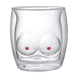 Maxbell Funny Chest Shaped Heat Resistant Tea Cup Glass Mug Valentines Day Gifts