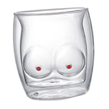 Maxbell Funny Chest Shaped Heat Resistant Tea Cup Glass Mug Valentines Day Gifts