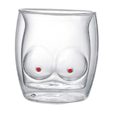Maxbell Funny Chest Shaped Heat Resistant Tea Cup Glass Mug Valentines Day Gifts