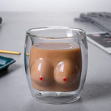 Maxbell Funny Chest Shaped Heat Resistant Tea Cup Glass Mug Valentines Day Gifts