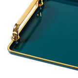 Maxbell Plastic Serving Tray with Handles Coffee Table Tray for Countertop Breakfast Green