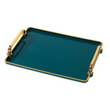 Maxbell Plastic Serving Tray with Handles Coffee Table Tray for Countertop Breakfast Green