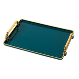 Maxbell Plastic Serving Tray with Handles Coffee Table Tray for Countertop Breakfast Green