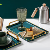 Maxbell Plastic Serving Tray with Handles Coffee Table Tray for Countertop Breakfast Green