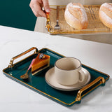 Maxbell Plastic Serving Tray with Handles Coffee Table Tray for Countertop Breakfast Green