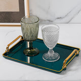 Maxbell Plastic Serving Tray with Handles Coffee Table Tray for Countertop Breakfast Green