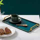 Maxbell Plastic Serving Tray with Handles Coffee Table Tray for Countertop Breakfast Green