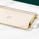 Maxbell Nordic Fruit Dessert Tray with Handles Platters Non Slip Kitchen Organizer Amber L