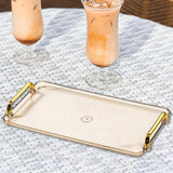 Maxbell Nordic Fruit Dessert Tray with Handles Platters Non Slip Kitchen Organizer Amber L