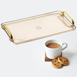 Maxbell Nordic Fruit Dessert Tray with Handles Platters Non Slip Kitchen Organizer Amber L