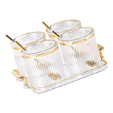 Maxbell 4Pcs Spice Bottle with Soon Seasoning Can Condiment for Kitchen Clear