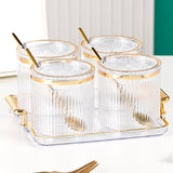 Maxbell 4Pcs Spice Bottle with Soon Seasoning Can Condiment for Kitchen Clear