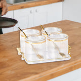 Maxbell 4Pcs Spice Bottle with Soon Seasoning Can Condiment for Kitchen Clear