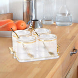 Maxbell 4Pcs Spice Bottle with Soon Seasoning Can Condiment for Kitchen Clear