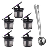 Maxbell 5x Reusable Coffee Filter Cups for 2.0 1.0 Coffee Maker Black+Clip Spoon