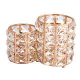Maxbell Crystal Makeup Brush Holder 2 Compartments Bucket for Dresser Organizer gold