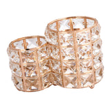 Maxbell Crystal Makeup Brush Holder 2 Compartments Bucket for Dresser Organizer gold