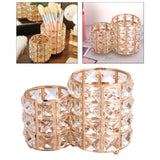 Maxbell Crystal Makeup Brush Holder 2 Compartments Bucket for Dresser Organizer gold