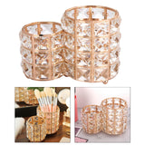 Maxbell Crystal Makeup Brush Holder 2 Compartments Bucket for Dresser Organizer gold